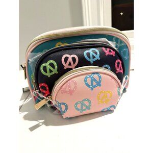 NWT Clementine & Jane Set of 3 Pretzel Pattern Cosmetic Bags $48 [jb]